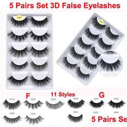 False Eyelashes New 3D 5 Pairs Eyelash Luxurious Cross Long Hair Faux Mink Dramatic Thick Natural Lashes Eye Makeup Tools Drop Deliv Dhbmi