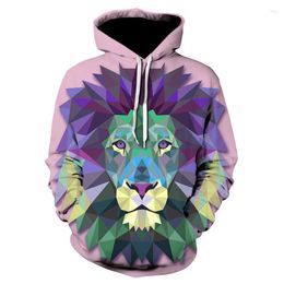 Men's Hoodies 2023 Stylish Sweatshirts Men/Women Lovers 3d Sweatshirt Print Watercolour Colourful Blocks Lion Thin Hooded Tops