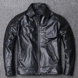 Men's Leather Black Soft Cowhide Jacket Men's Genuine Coat Dad's Plus Size Male Clothes S-5XL