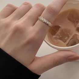 Cluster Rings Real 14K Gold Jewellery Light Luxury Niche Delicate Opening Ring Women Fashion Personality Finger High 14 K Box