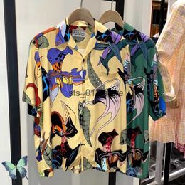 Men's Casual Shirts Full Flower WACKO MARIA Hawaiian Hip Hop Couple Streetwear Short Sleeeve Shirt T230303