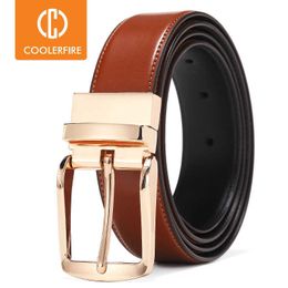 Belts New Reversible Rotated Buckle Double sided belt Belts for Men Genuine Leather Dress Belt HQ116 Z0228