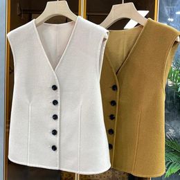 Women's Vests Arrival Spring Autumn Double Faced Cashmere Vest Women V-neck Single Breasted Ol Wool Waistcoat