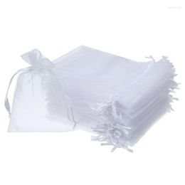 Jewellery Pouches 50 Pieces 4 By 6 Inch Organza Gift Bags Drawstring Wedding Party Favour (White)