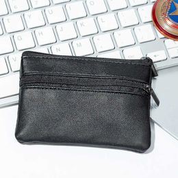 Wallets Men's Coin Purse Black Leather Single Zipper MultiFunction Mobile Phone Coin Purse Fashion Men's Mini WalletL230303