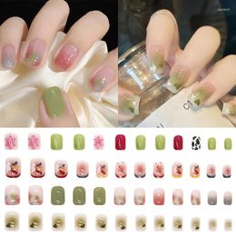 False Nails Short Nail Patches Art Waterproof Press On With Designs Sweet French Decoration Light Luxury Fashion