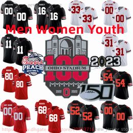 Custom S-6XL 2023 Peach Bowl NCAA College Ohio State Buckeyes Football Jerseys 2 Chase Young JK Dobbins 15 Elliott Stroud Fleming Dwayne Nick Bosa Archie Griffin Eddie