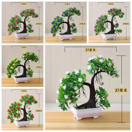 Decorative Flowers 27x27cm Artificial Small Green Tree With Potted Bonsai Home Garden Living Room Bedroom Desktop Decoration Fake Plants