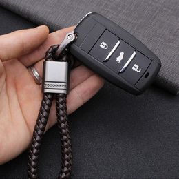 Leather Rope KeyChain Hand Woven Horseshoe Buckle Key Ring Car Key Rings For Car Fashion Key Accessory Keyrings Gifts