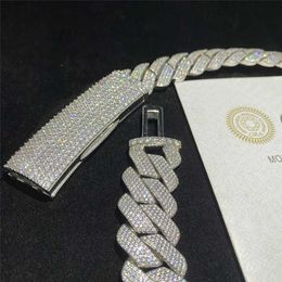 Heavy Miami Cuban Chain Bling Round Diamond Cuban Link Chain Sterling Silver S925 d Colour Vvs Moissanite Fashion Cuban Necklace