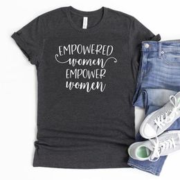 Women's T Shirts Empowered Women Empower Navy Blue Graphic T-shirts Cotton Girl Power Feminist Shirt Equilty Tops Drop