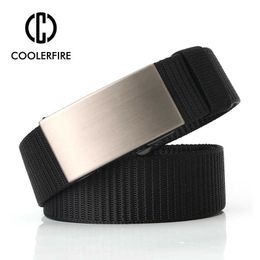 Belts Men Belts Cavas Fabric Webbing Belt High Quality Metal Buckle Belts for Men Casual Work Sports Comfort Simple Strap Z0228