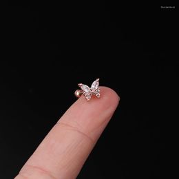 Stud Earrings 1 PCS Cute Small Zircon Butterfly Ear Cartilage Cuff Earring Fashion Gold Colour Stainless Steel Bar Ball Clip Jewellery