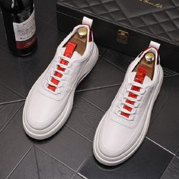 Air Cushion Small White Shoes 2023 New White Plate Shoes Men's Tide Brand Thick Sole Size 12 Leisure Sports Shoes D2A31