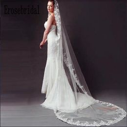 Bridal Veils Erosebridal 2023 Arrival 3 Metre Lace Long Tailed Bride Veil Fairy Beauty Cover Wedding Cathedral