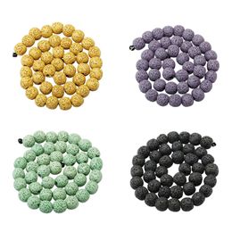 Loose Gemstones 6Mm Natural Rock Lava Stone Round Beads For Making Jewellery Necklace Bracelet Earrings Rings Craft Healing Volcanic G Dhyc8