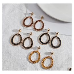 Charm Circle Ring Frame Shape Inspired Snakeskin Pu Leather Charms Earrings Geometric Women Jewelry Drop Delivery Dhpsz