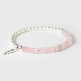 Strand Sliver Color Charms Bracelets Chain Fashion Natural Stone Rose Quartz Crystal Thin Bangles Handmade Jewelry
