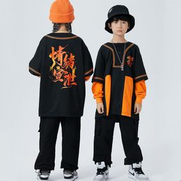 Stage Wear 2023 Loose Shirts Cargo Pants Streetwear For Kids Jazz Dance Performance Costumes Girls Hip Hop Rave Clothes DQS11352