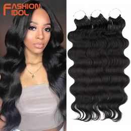 Synthetic Wigs Fashion Idol Body Wave Crochet Hair 22inch Soft Long Synthetic Goddess Braids Natural Wavy Ombre 613 Blonde 230227