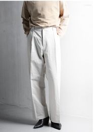 Men's Pants Men's Trend Hip Hop Versatile Wide Leg Linen Coating Casual Straight Tube Loose Large