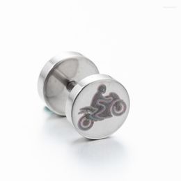 Stud Earrings Jisensp 1PC Motorcycle For Women Original Vintage Style Punk Geometric Round Fake Plug