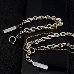 Chains Men Hip Hop Stainless Steel Thickness Two Tone Necklace Bracelet Exquisite Punk Mix And Match Clavicle Chain Wholesale