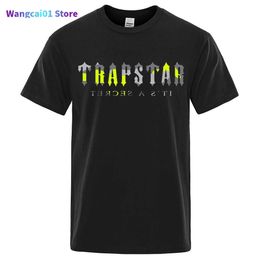 Men's T-Shirts Trapstar London Sport Yellow T-Shirts Men Cotton Oversized Short Seve Fashion Loose Clothes Casual Breathab Street T-Shirts 0304H23