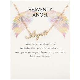 Creative English Alphabet Angel Pendant Necklaces Women's Fashion Angle Wings Necklace Jewellery Gift With Card