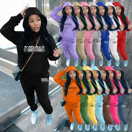 Designer 2023 Women Sports Tracksuits 2 Piece Set Autumn Winter Letter Printed Plush Thickened Hooded Hoodies Sweatpant Suits