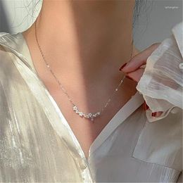 Pendant Necklaces Simple Fashion Luxury Crystal Star Clavicle Chain Silver Color Necklace Temperament Women's Jewelry Gifts