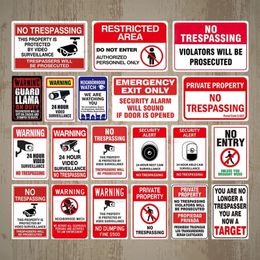 No Trespassing Tin Sign Warning Vintage Metal Sign Video Surveillance Sign Wall Decor Yard Sign No Entry Metal Signs Man Cave Home Decor outdoor metal SIze 30X20CM w01