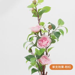 New home decoration flower home fresh fashion simulation camellia plastic ornaments hotel decoration bouquet