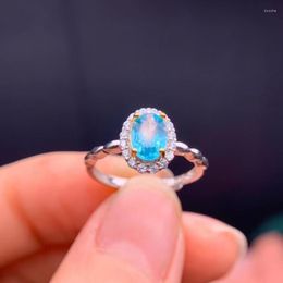 Cluster Rings 2023 Fashion Clear Sky Blue Topaz Ring For Women Real 925 Silver Natural Gem Style Birthstone Colour Girl Gift