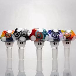 Latest Colourful Wig Wag Hookah Smoking Glass 14MM 18MM Male Joint Replacement Philtre Bowl Mushroom Style Portable Herb Tobacco Oil WaterPipe Straw DownStem Holder