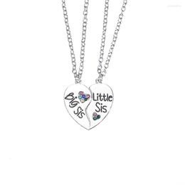 Pendant Necklaces 2 Pcs Elegant Big Sister Little Necklace Women Hollow Heart Puzzle Sis Friend Family Jewellery Gifts
