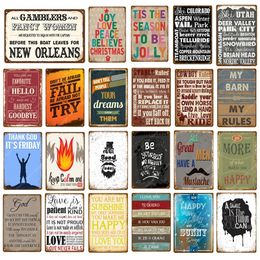 Retro My Barn art painting My Rules Metal Tin Signs Romantic Poetry Poster Bar Home Cafe School Family Home Decoration Vintage Wall tin Plaque Size 30X20CM w02