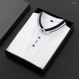 Men's T Shirts 2023 Summer Men's Polo Shirt Short T-shirt Cotton Casual T-shirts Men Top Business Turn-down Collar Patchwork Tees