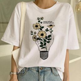 Women's T Shirts Harajuku Inspiration Electric Light Flower Women's Top Cute Printed Fashion T-shirt Casual