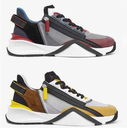 Sapatos casuais homens womans designer fluxo de tênis sapatos de nylon runner treinadores de camurça superior couro preto esportivo zíper de borracha de borracha tênis externo com caixa no259