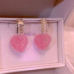 Stud Earrings Spring And Summer Small Fresh Colour Fondant Peach Heart 2023 Net Red Super Fairy Cute S925 Silver Needle