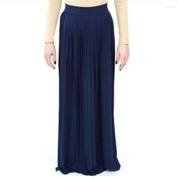 Ethnic Clothing 4 Colours 105cm Womens' Elegant Modest Muslim Islamic Long Pleated Skirt Bandage Women Ankle-Length Skirts Wq1329