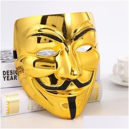 Halloween Supplies V For Vendetta Face Monster Scrub Electroplating Horror Ghost Movie Theme The Same Mask Funny Toys Surprise Whole Dhusj