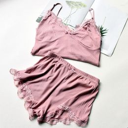 Women's Sleepwear Style Summer Night Pajamas Sets Women Fashion Lace Elastic Comfortable Set Girls Sexy Camis And Shorts