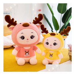 Stuffed Plush Animals Cute Cartoon Fawn Ragdoll Elk Sika Deer Doll Decoration Pillow Childrens Toy Birthday Gift Drop Delivery Toys Dhazh