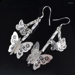 Dangle Earrings Personality Fashion Woman Girl Party Wedding Sterling Silver Hollow Butterfly 925 Jewellery