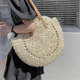 beach bags High-capacity Round Straw Bag Popular in 2022 Summer 230301