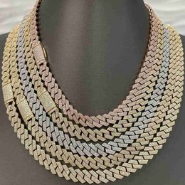 12mm Miami Style 18k Solid Gold Plated Silver Moissanite Diamond Chain 3 Row Iced Out Spiked Cuban Chain for in America