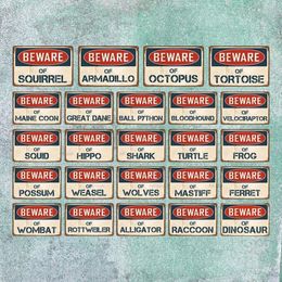 Beware Of the Wolves Tin Sign Warning Cat Sign Shabby Chic Plaque Metal Vintage Wall Bar Art Home Pet Shop Retro Decoration custom signs outdoor metal SIze 30X20CM w01