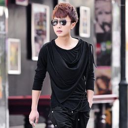 Men's T Shirts Idopy Trend Night Club Korean T-Shirts Stylish Punk Gothc Long Sleeves Tshirts Tees For Men